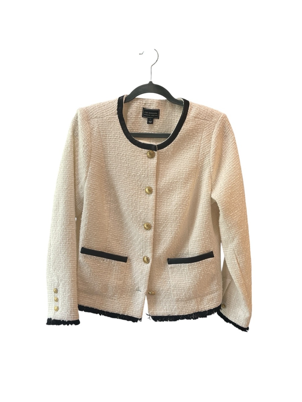 G By Guiliana cream blazer with black trim and gold buttons…SZL